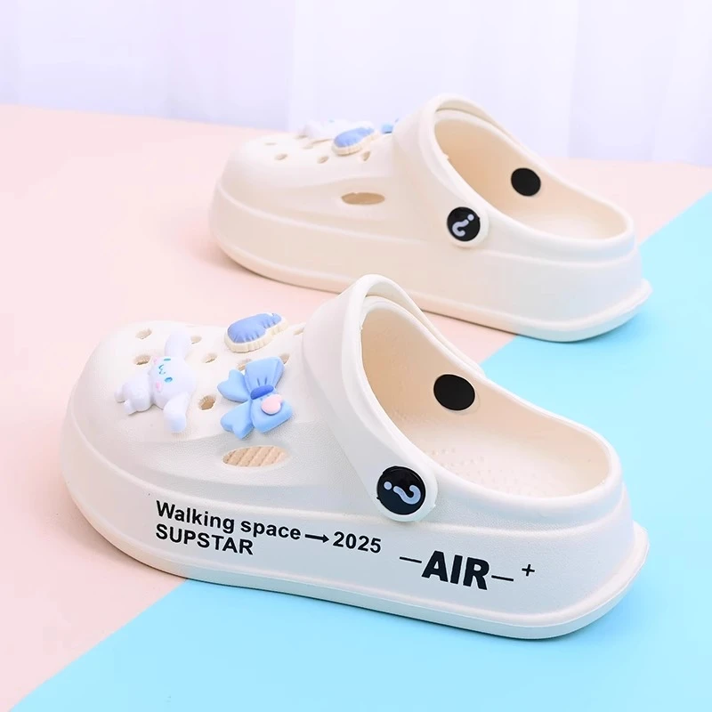 玉桂狗儿童洞洞鞋女童夏季新款可爱卡通厚底凉鞋外穿防滑沙滩拖鞋