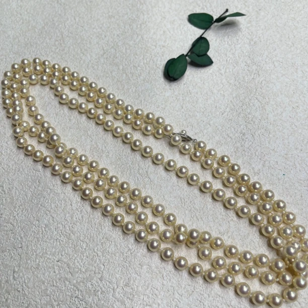 铜合金仿珍珠项链 【六六中古】孤品复古可叠戴项链th5348