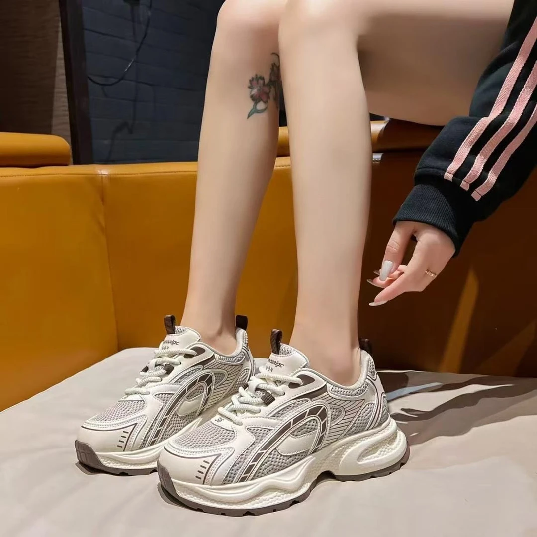 休闲百搭厚底老爹鞋 潮流休闲老爹鞋系带透气新款283-1