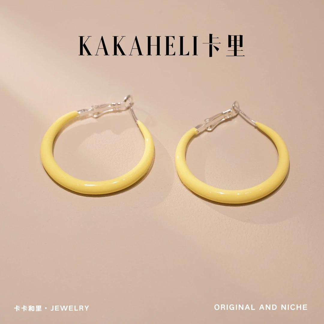 铜合金合成锆石耳饰 少女太阳黄动感耳钉 A473