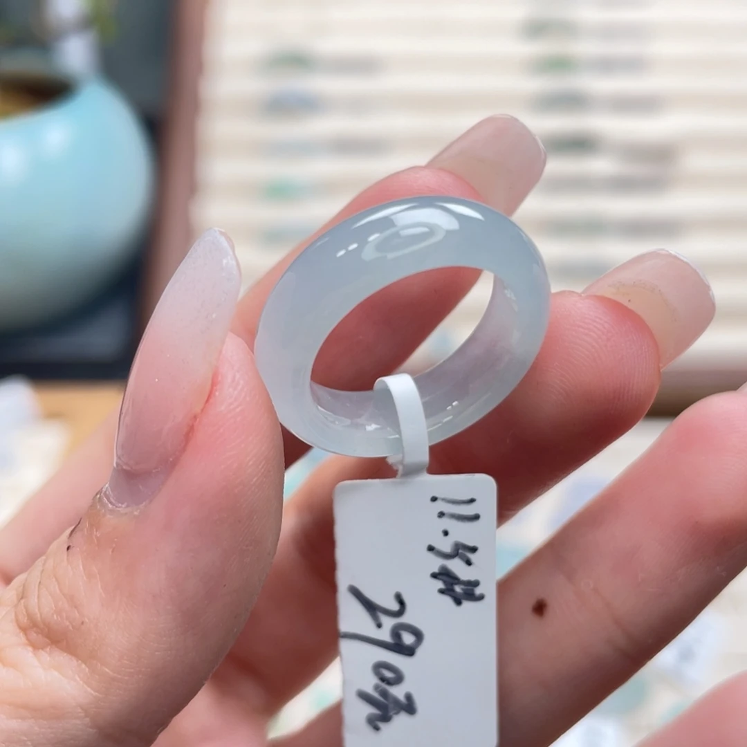 翡翠未镶嵌戒圈a12港圈 11.5雾霾蓝