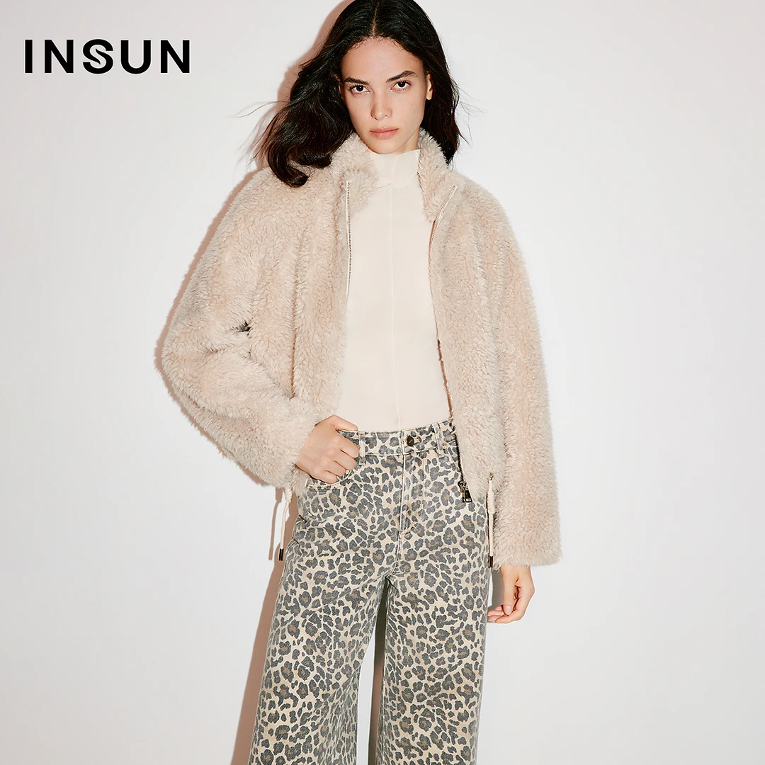 COVERINS2025冬季新款休闲版型混纺羊毛颗粒绒外套