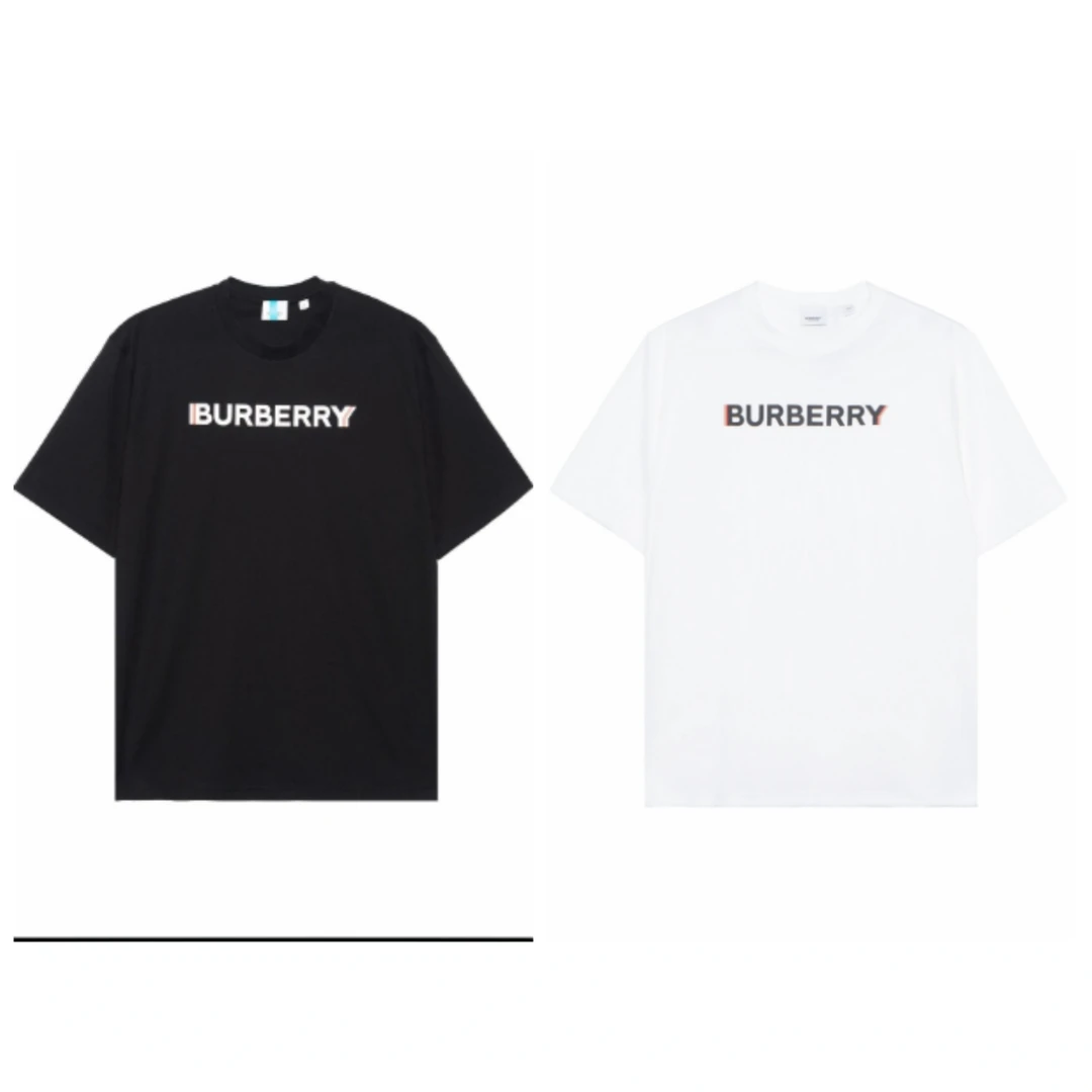 Burberry博柏利 春夏系列 字母印花Logo短袖T恤男款可乐黑色/白色