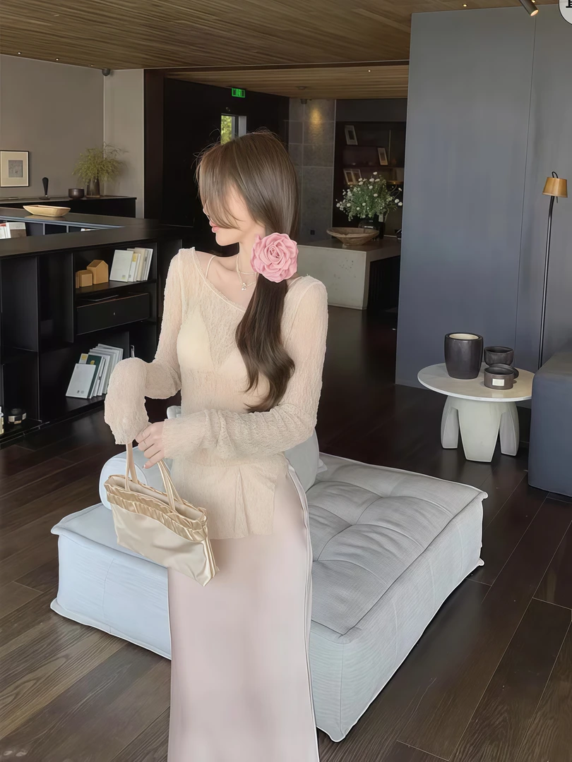 蕊总「慵懒姐姐～」白水女 早春缎面半裙女修身薄款垂坠感高级感裙子