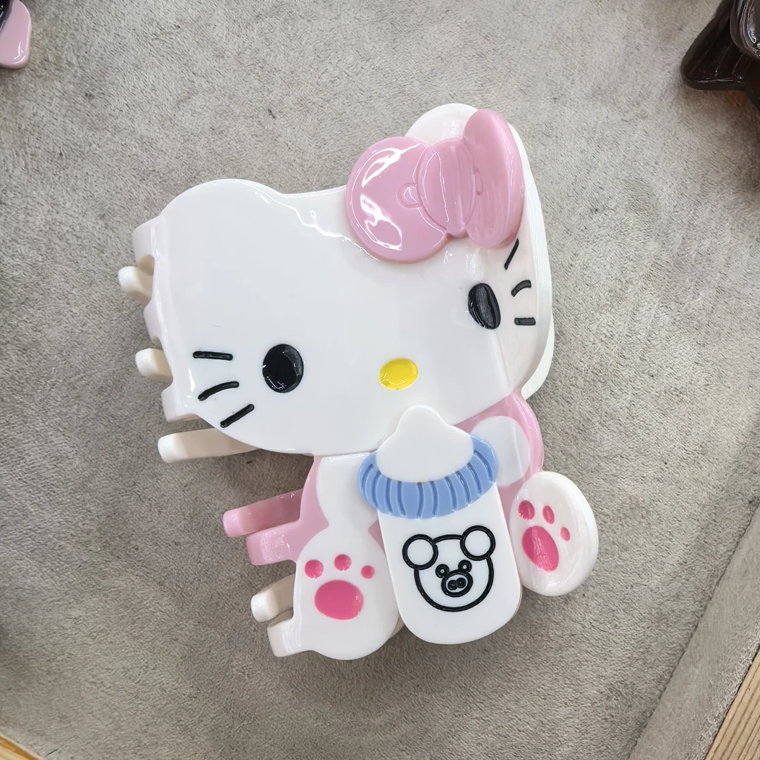 F706粉色蝴蝶结奶瓶小KT猫咪抓夹