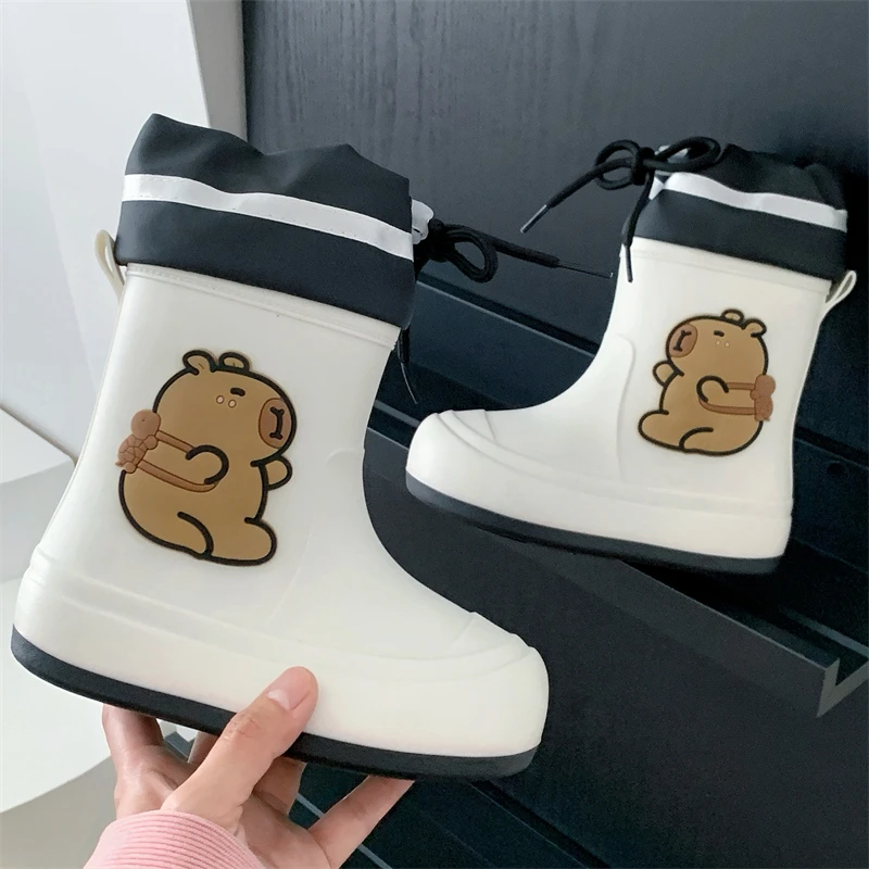 卡皮巴拉儿童雨鞋可爱外穿男童女童雨靴学生中大童轻便软底防水鞋