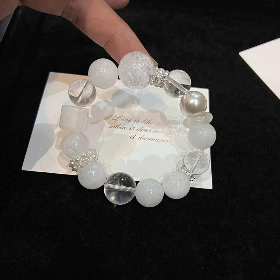 F446 「白雪公主」14mm白幽灵+白水设计款手串 多样性发一