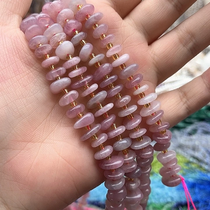 未镶嵌玛瑙/玉髓珠宝半成品一条紫马粉晶随型隔片