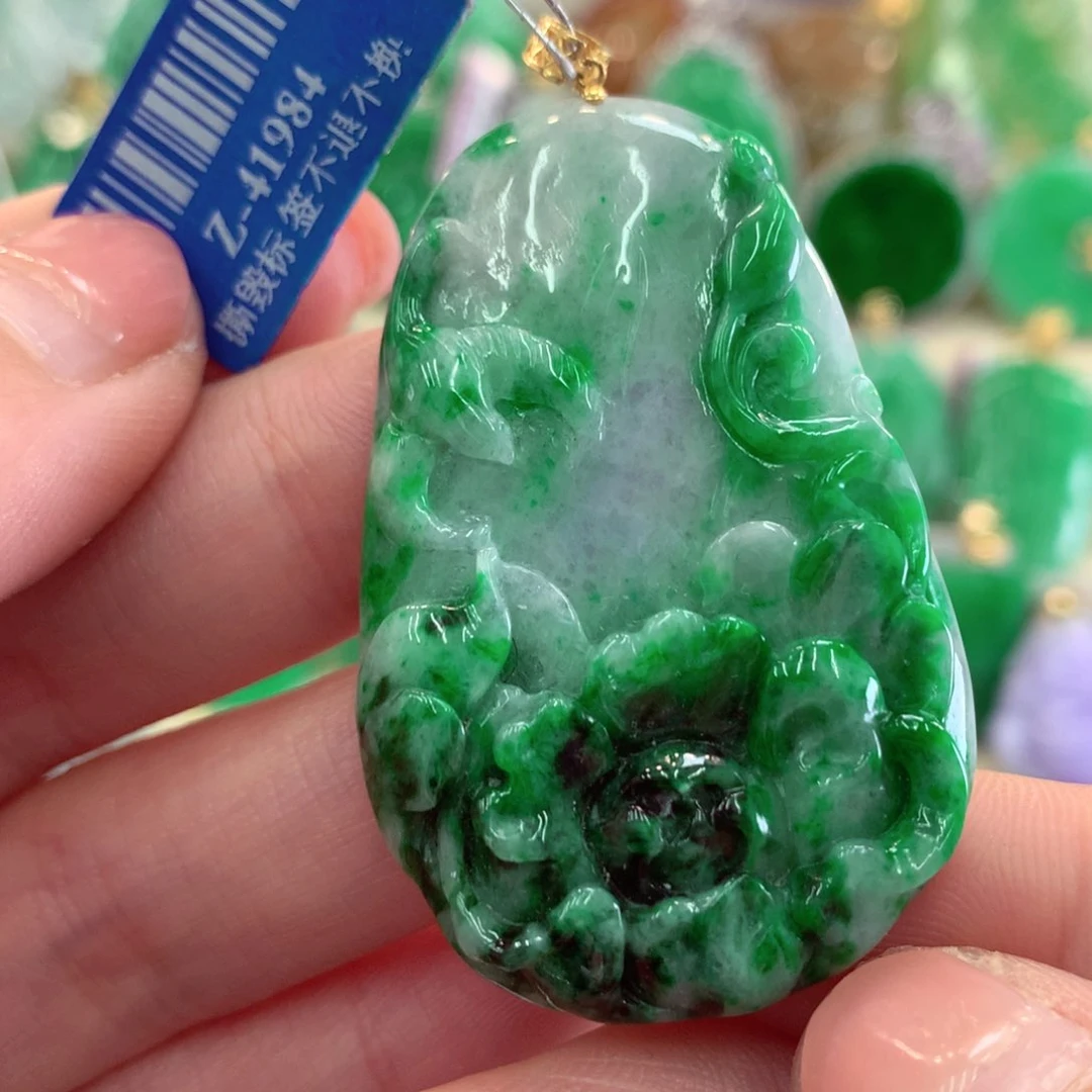 翡翠吊坠(不含链)18K金镶嵌