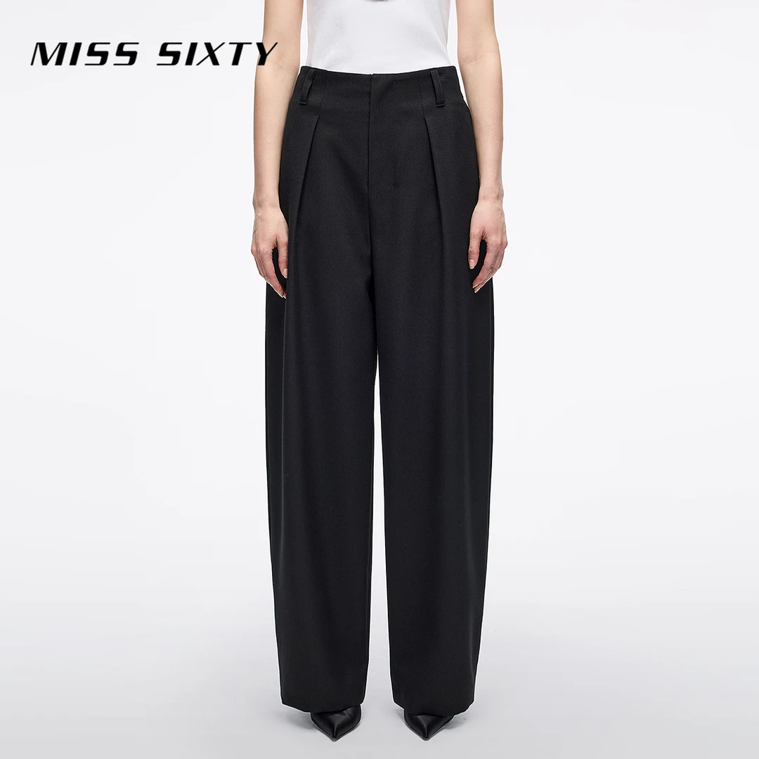 Miss Sixty2025秋季新款直筒裤女羊毛精纺简约通勤西装裤高级感