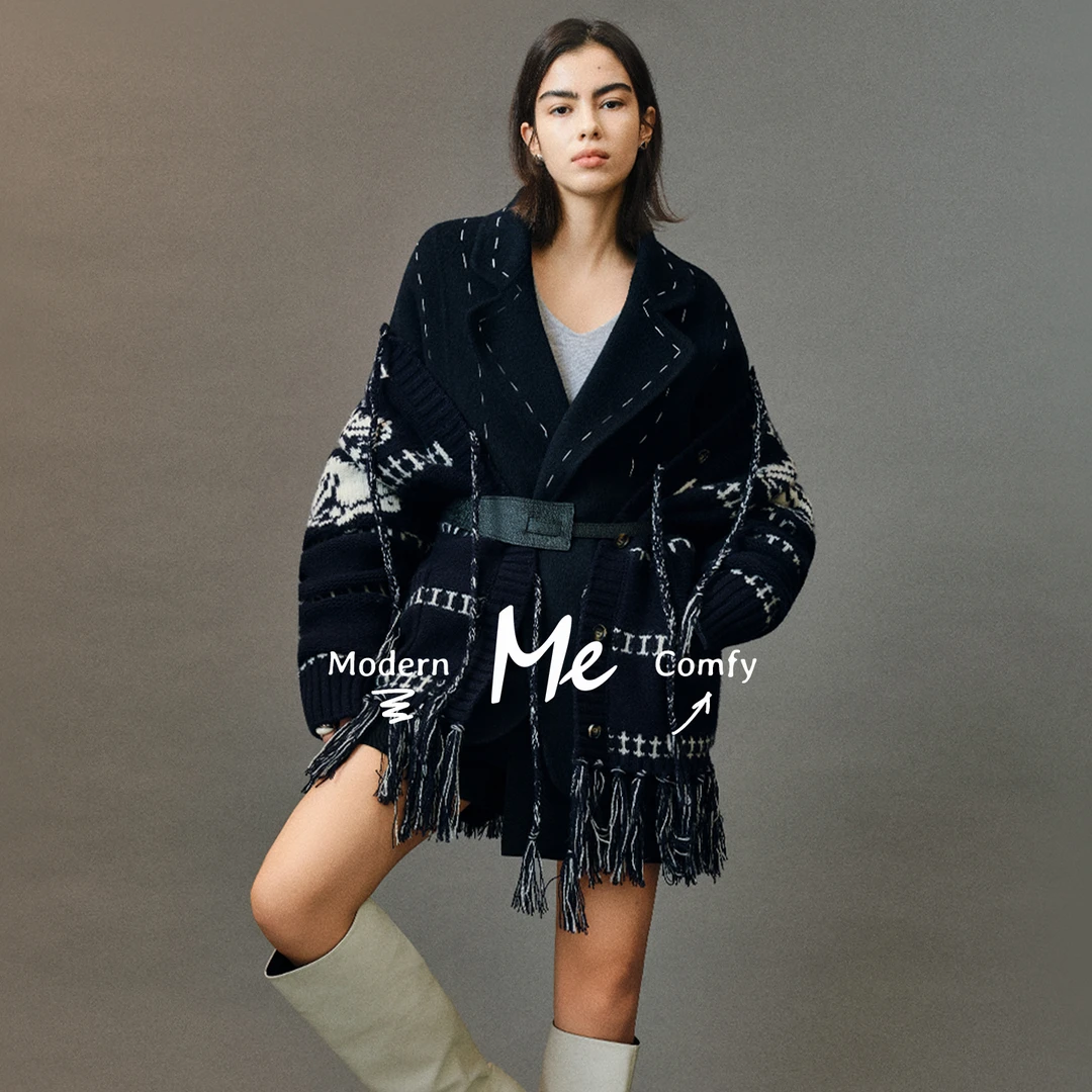 ME【100%绵羊毛泰加林】复古民族提花时尚宽松一手长毛衣MESA1866