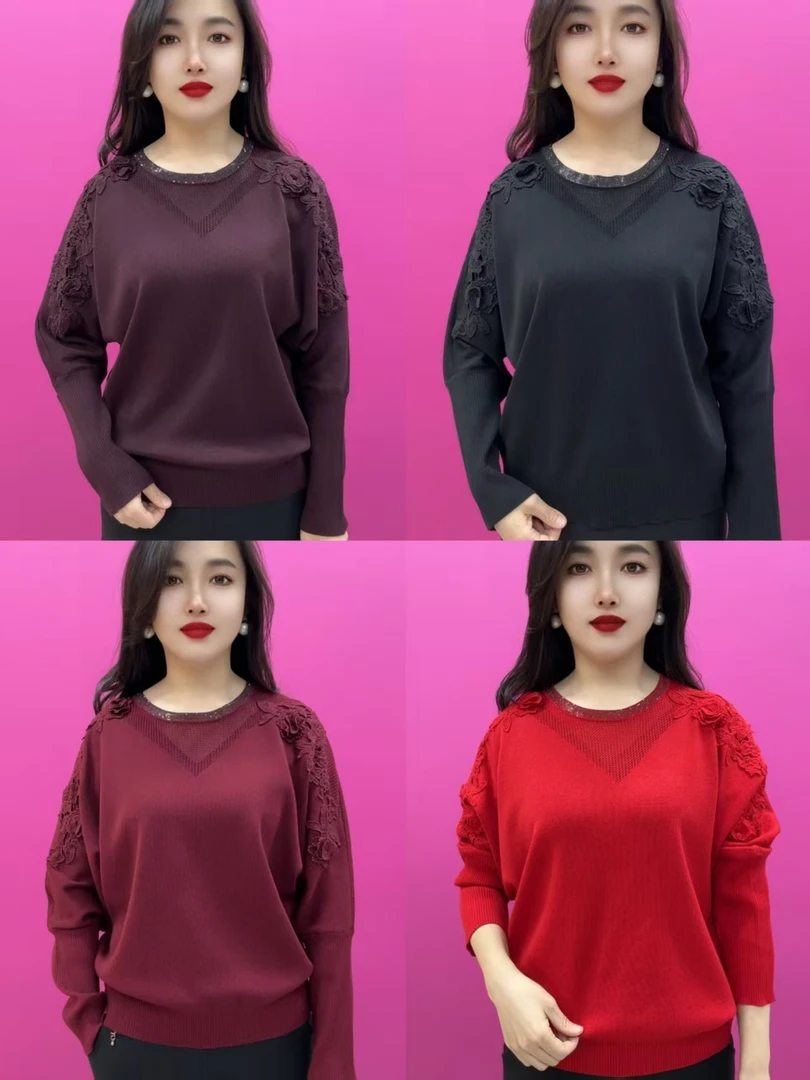 870款立体玫瑰花针织衫