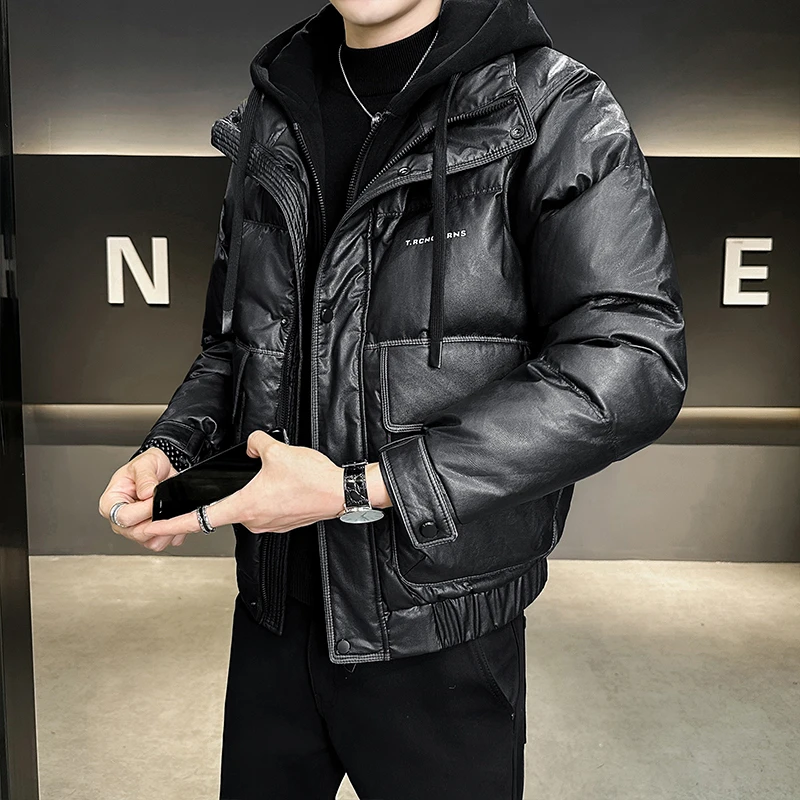 玛加西曼特假两件连帽男士羽绒服冬季帅气休闲保暖男装衣服外套