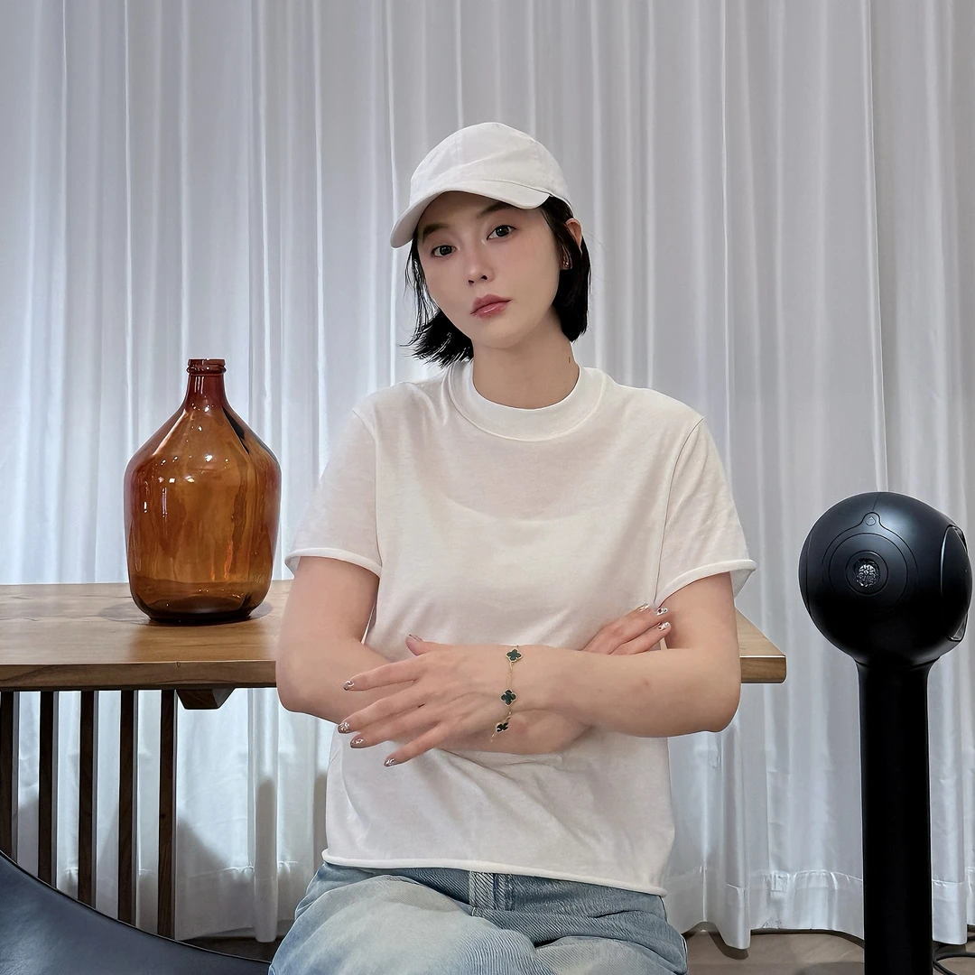 【卷边Tee】新中裳-极简卷边短袖Tee柔软有机棉针织百搭