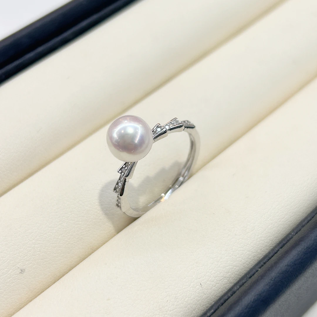 【罗伊伊推荐】海水珍珠akoya戒指 7-8mm S925银  YB0057