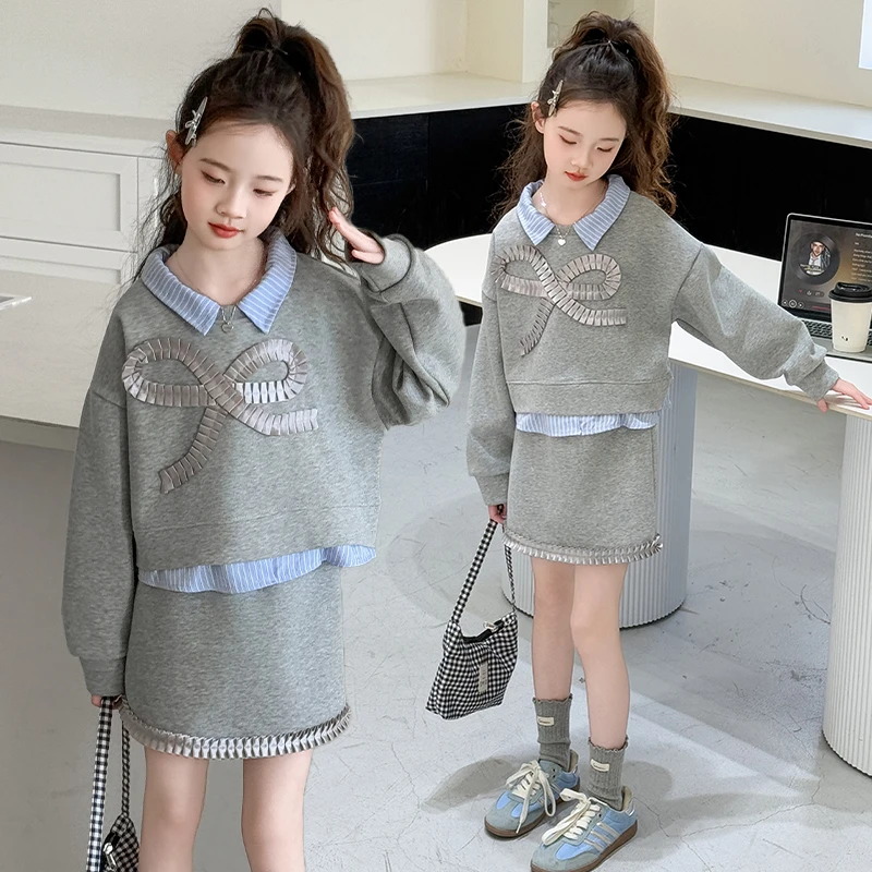 女童春装洋气卫衣套装裙2025新款中大儿童6-12岁15春秋甜美半身裙