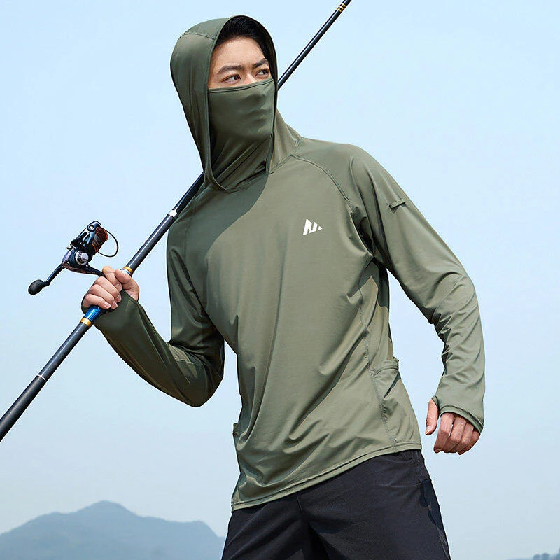 户外钓鱼服防晒衣男款夏季新款速干防紫外线凉感防晒连帽轻薄
