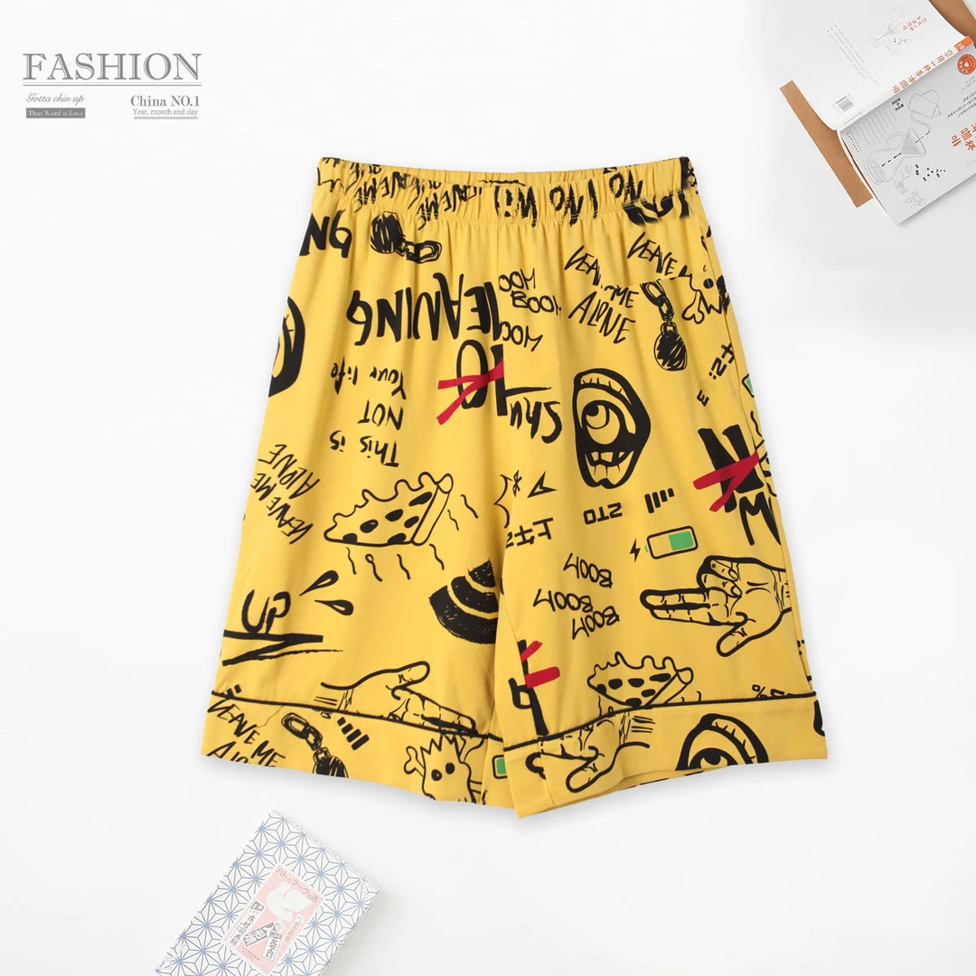 睡裤男士宽松家居裤休闲印花短裤HH991舒适柔软透气（可外穿）