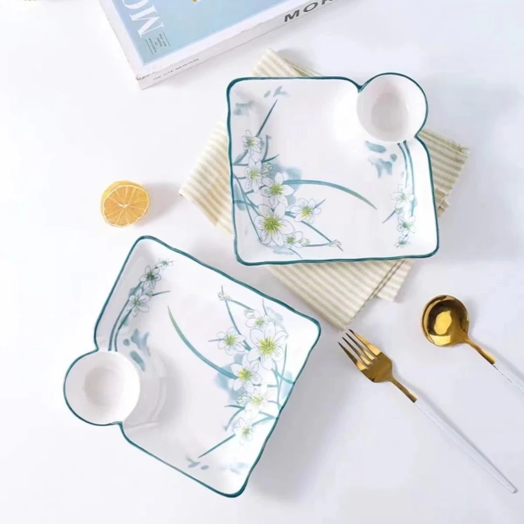 水仙花饺子盘2个装 破损补发