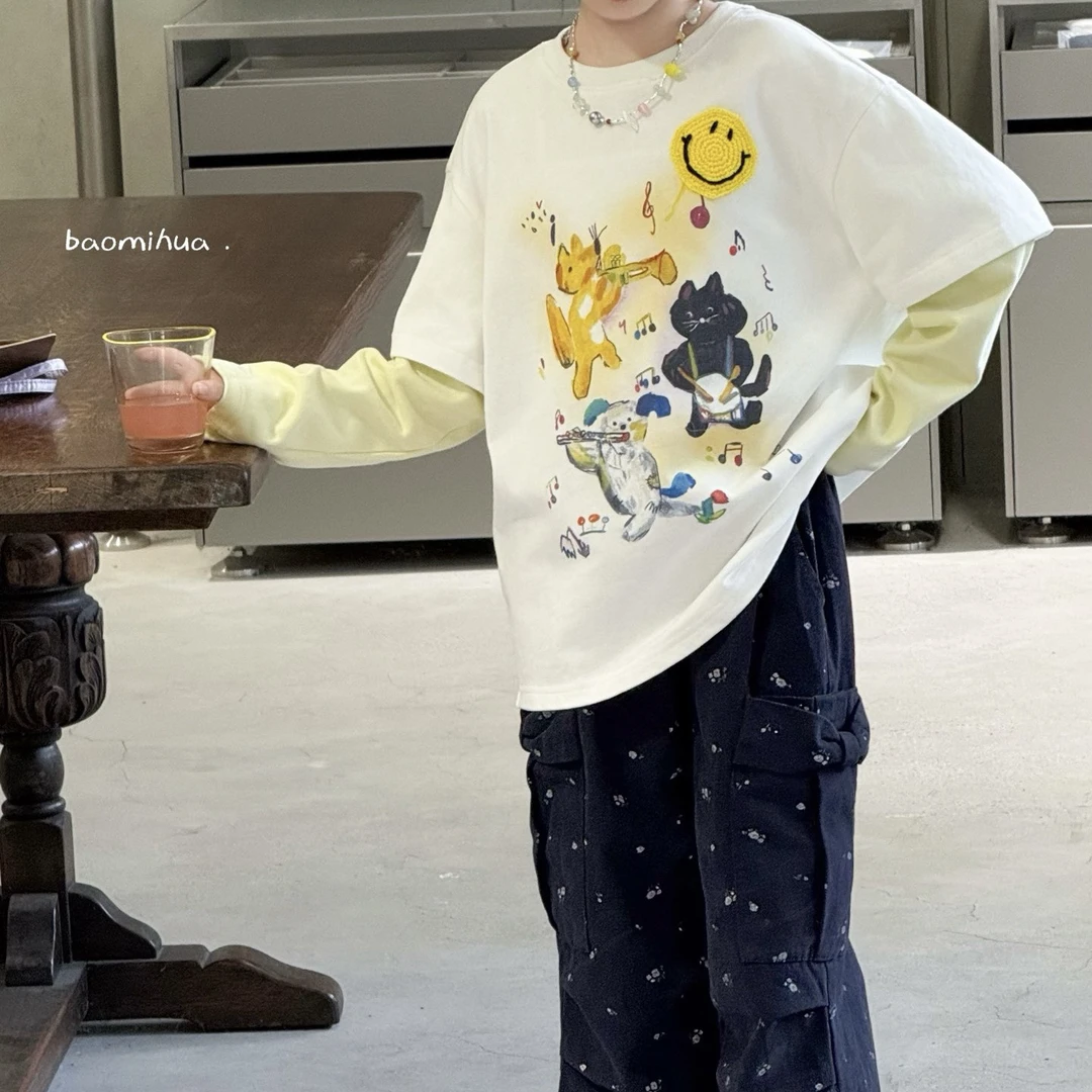 6051儿童春秋拼接T恤