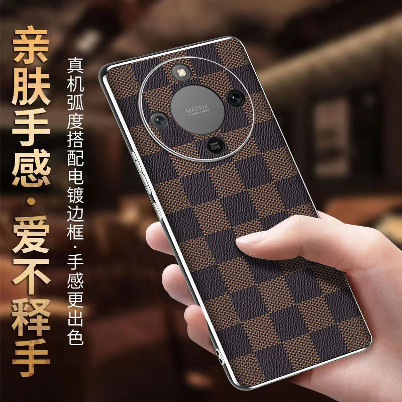 适用荣耀x70手机壳轻奢新款HONORX70高档素皮保护套商务超薄潮牌