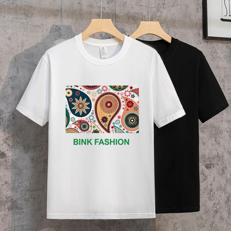 夏季重磅纯棉圆领印花短袖T恤潮流百搭宽松夏装男士ins时尚半袖