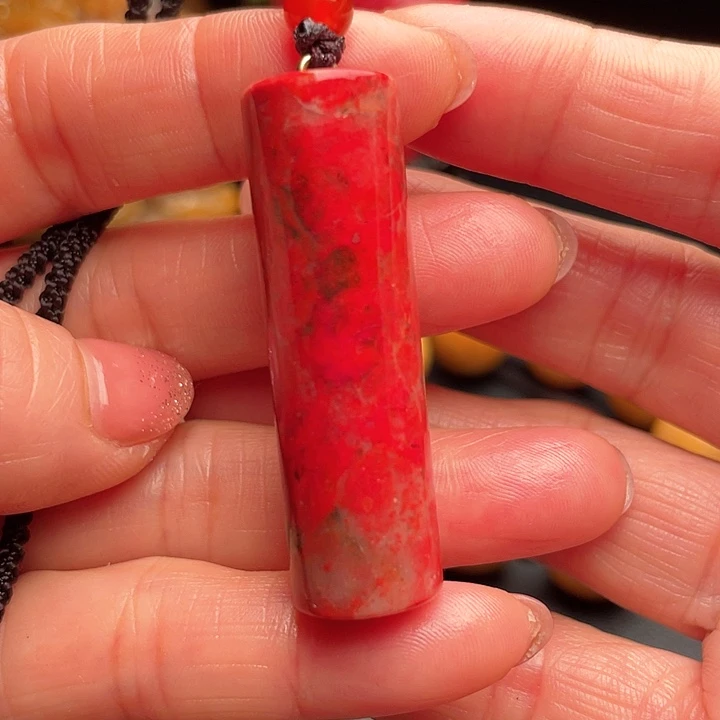 鸡血石鸡血石手把件牌子印章