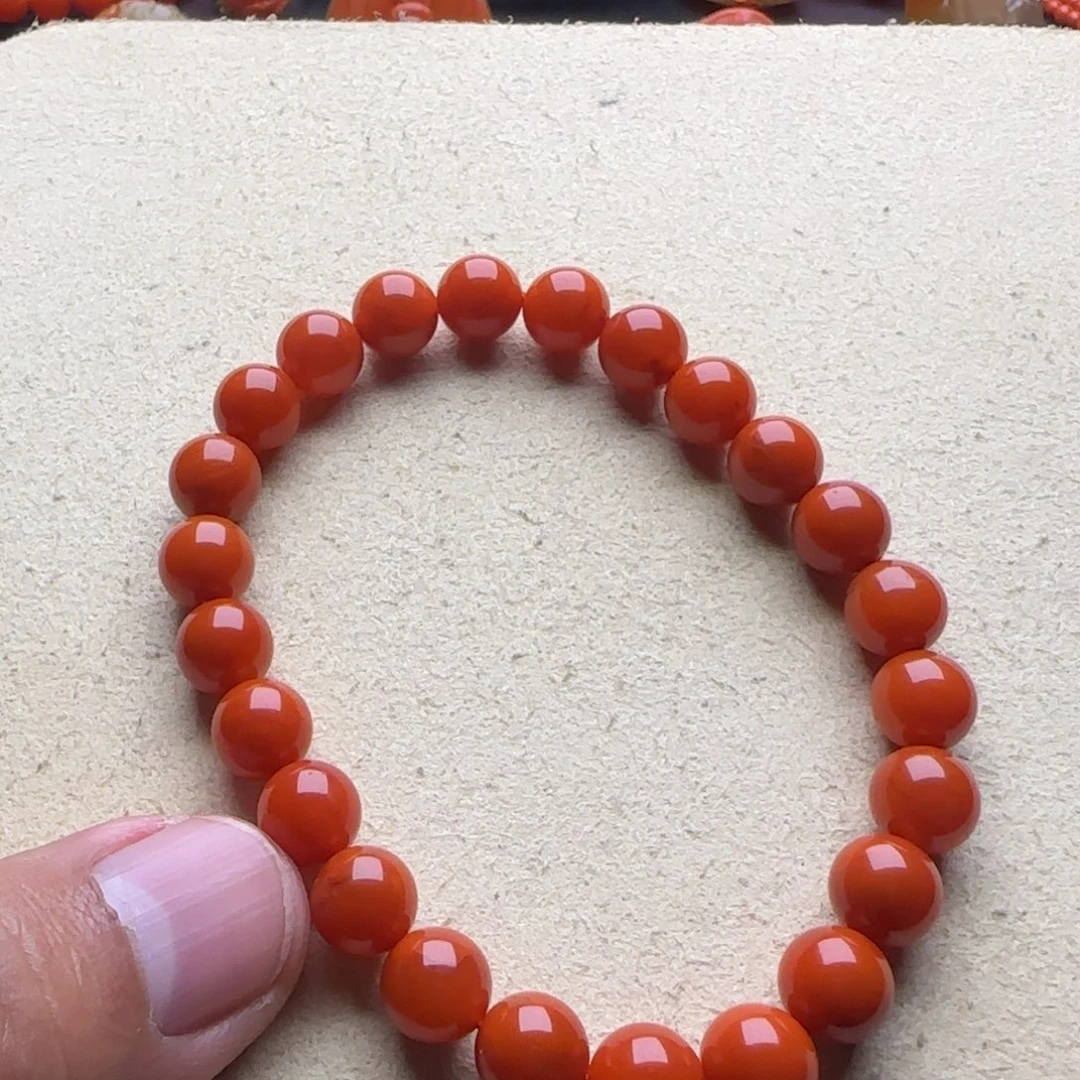 南红玛瑙未镶嵌手链8mm冷水河