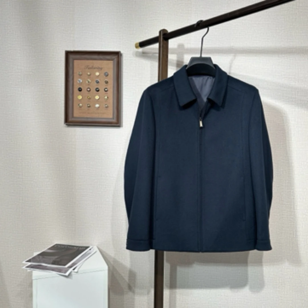 美尔森【羊毛夹克】轻商务男士休闲深雾蓝羊毛春秋夹克 0874