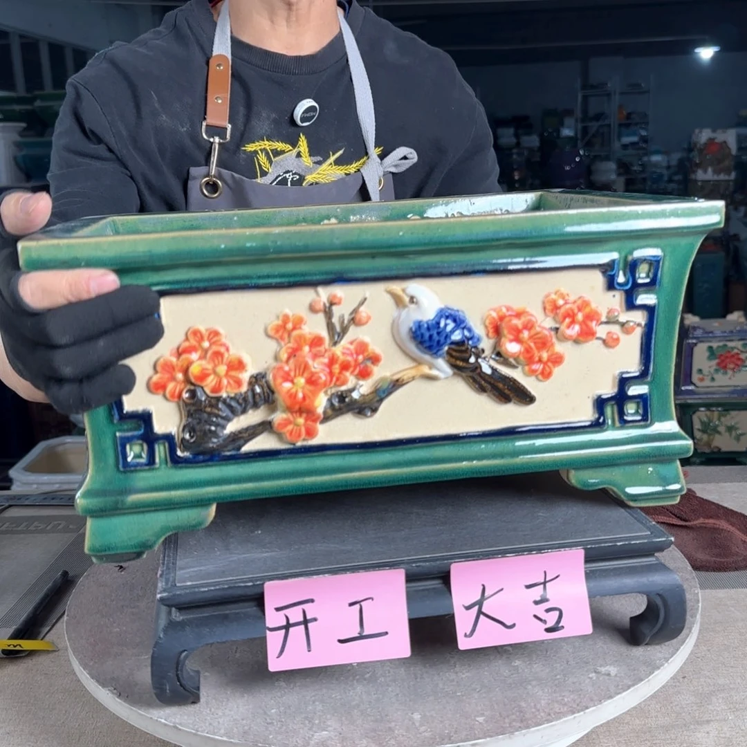 一风堂石湾花盆。缝隙