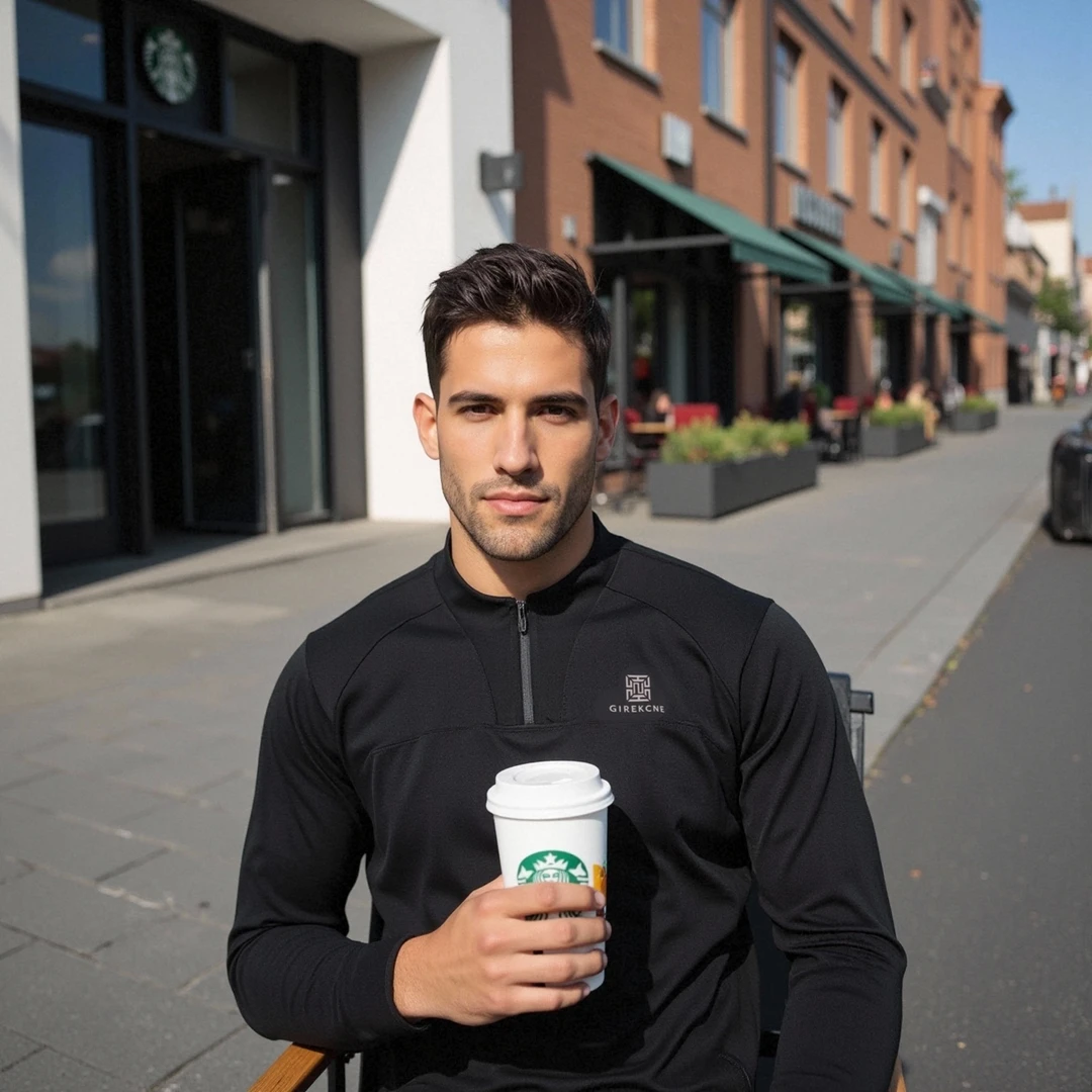 2025春夏新款薄款时尚男士百塔舒适潮流户外拉链T恤2053-1