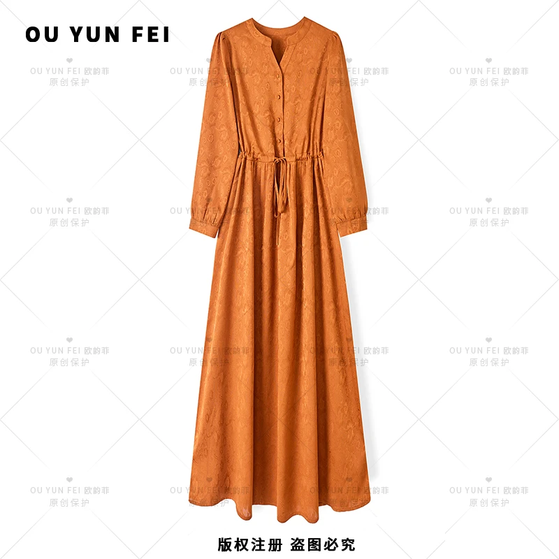 高级感连衣裙女新款气质显瘦穿搭时尚洋气印花长裙HJ1000