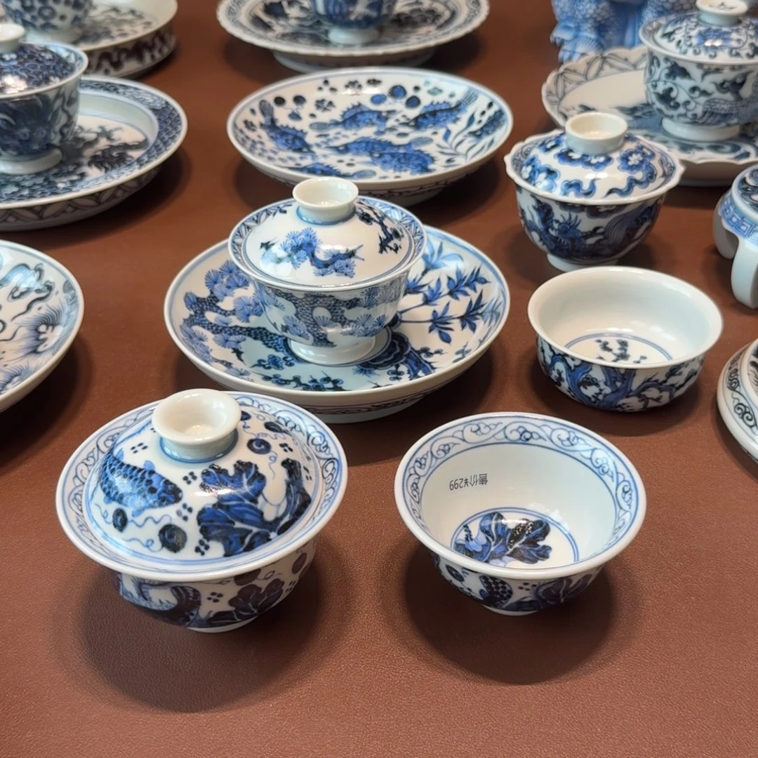 一***头手工手绘茶具盖碗