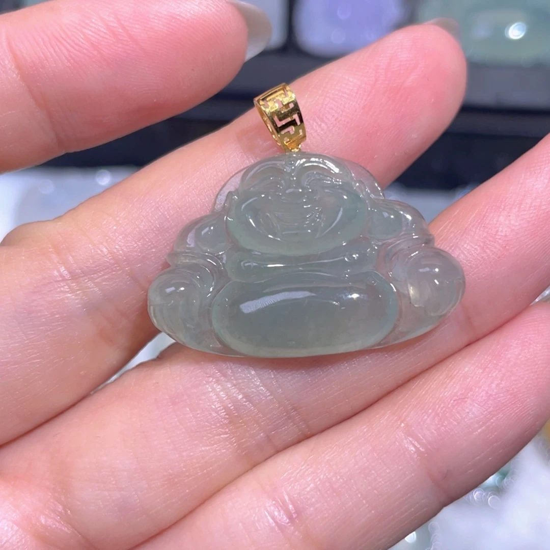 颈饰18K金镶嵌翡翠翡翠