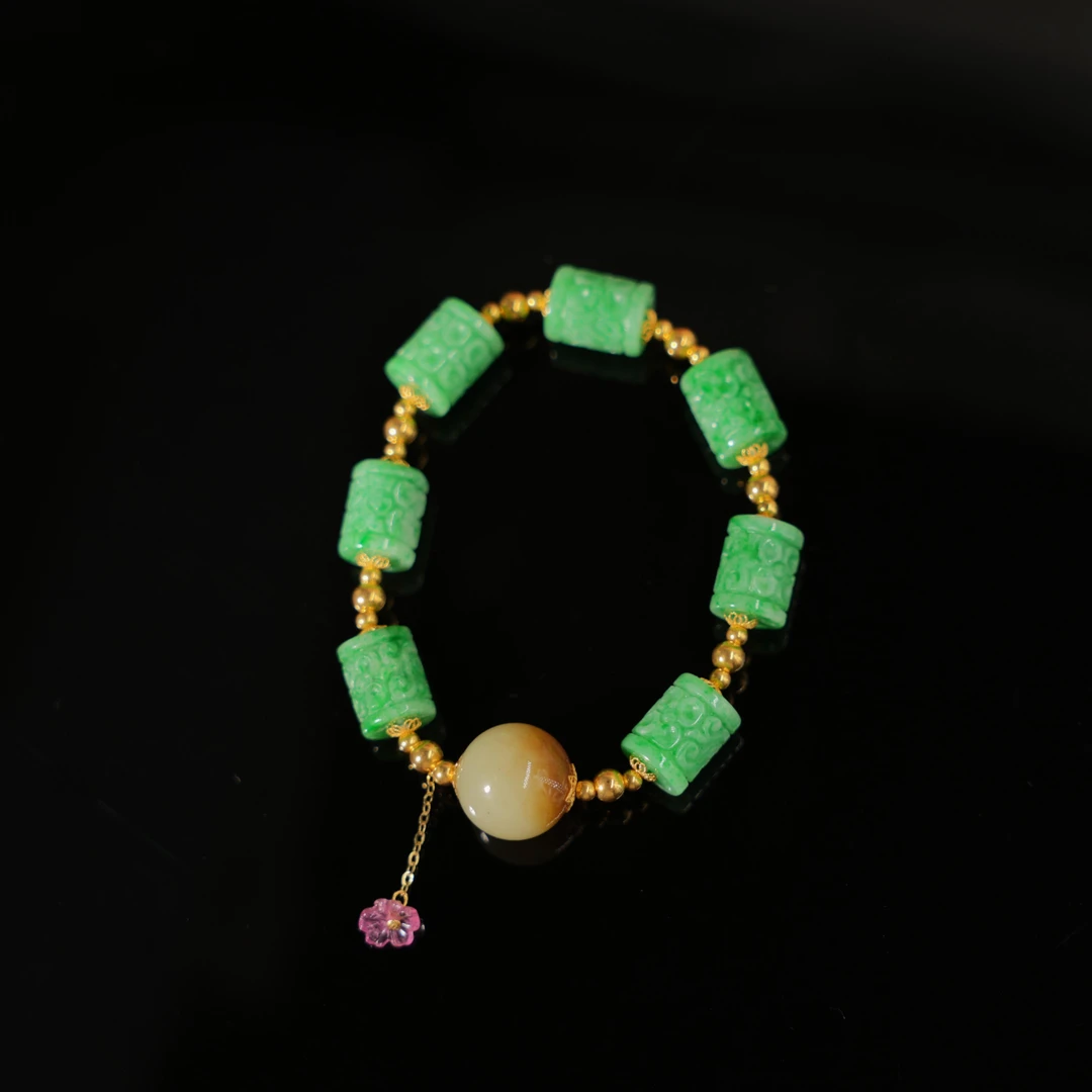 梦今-天然A货翡翠18K金手串