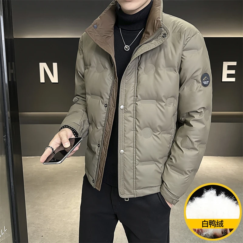 【高品质白鸭绒立领羽绒服】冬季时尚修身加厚保暖大码韩版休闲外套