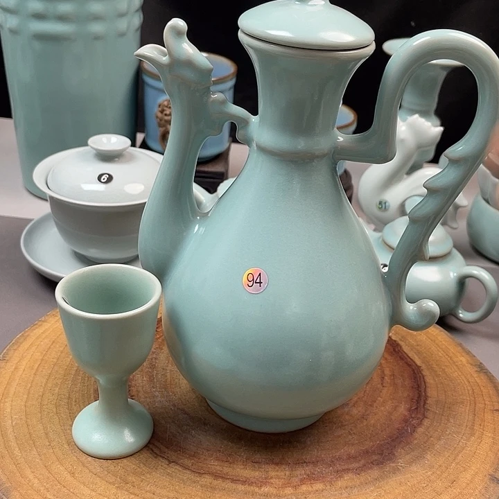 陶摆件酒壶4杯微瑕98888