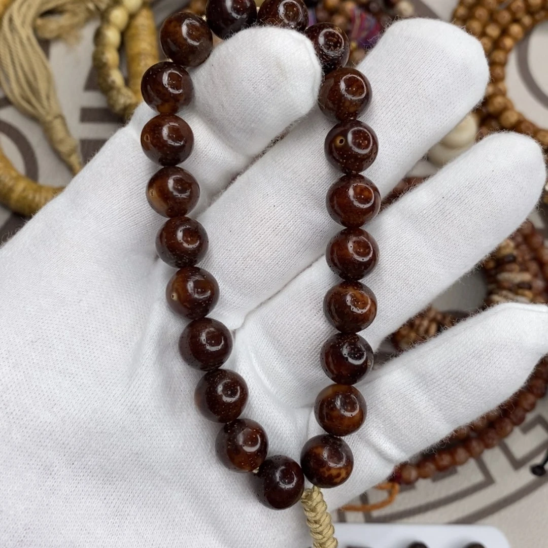 ℳ***࿐星月菩提手串虎皮玉化11圆