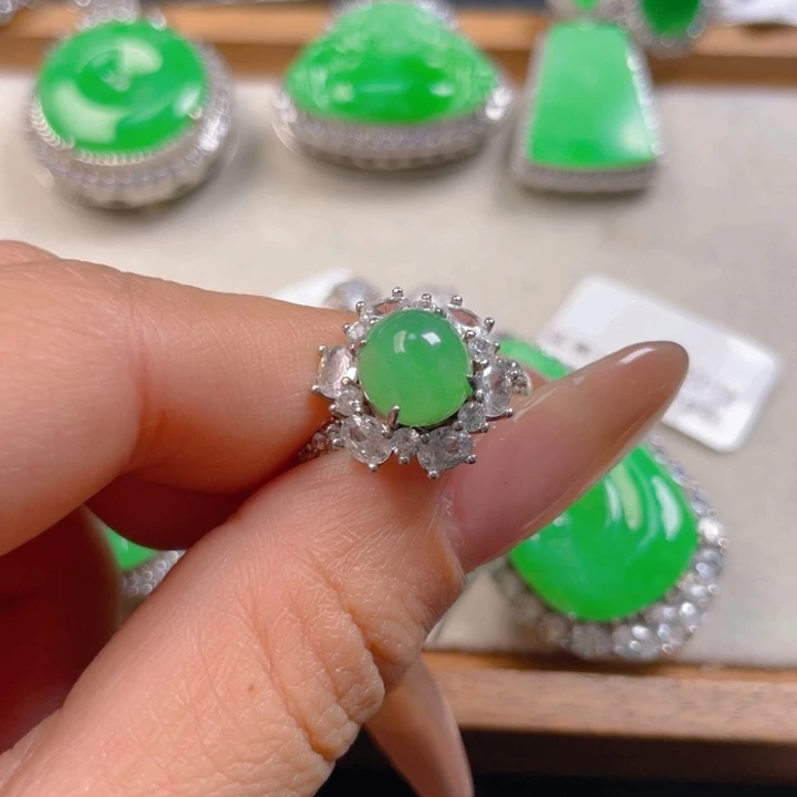 翡翠银S925镶嵌吊坠(不含链)