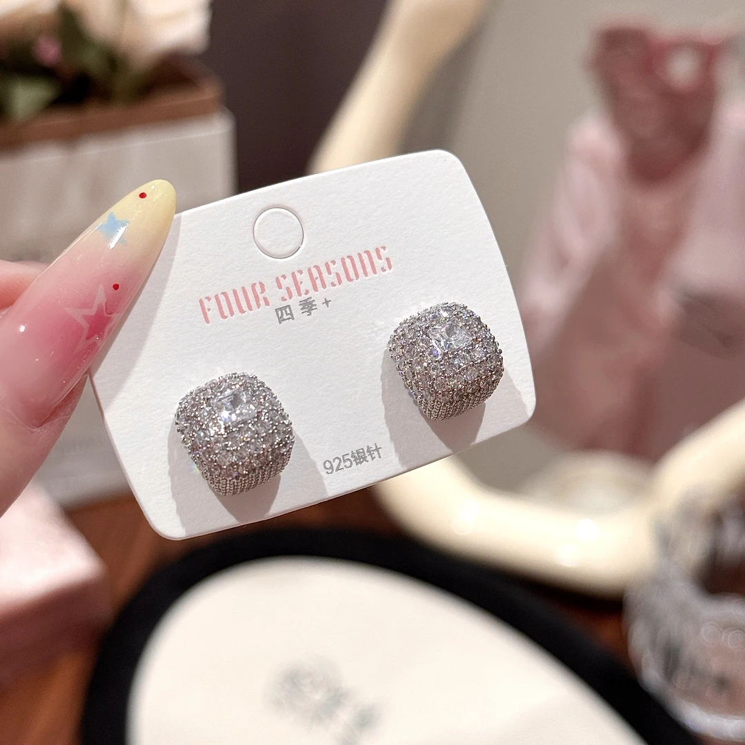 黄铜陶瓷耳饰 欧美S925银针耳钉时尚简约轻奢风耳饰耳环通勤百搭