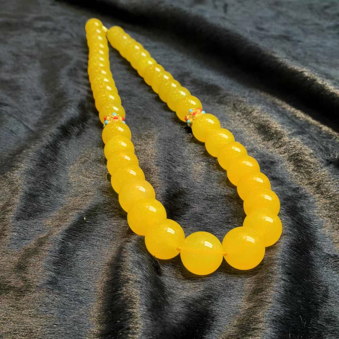 S7697【百百福珠宝】田黄冻玛瑙黄项链-送礼佳品