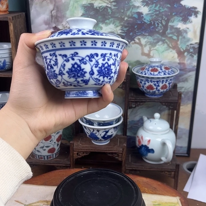 瓷其他缠枝莲盖碗