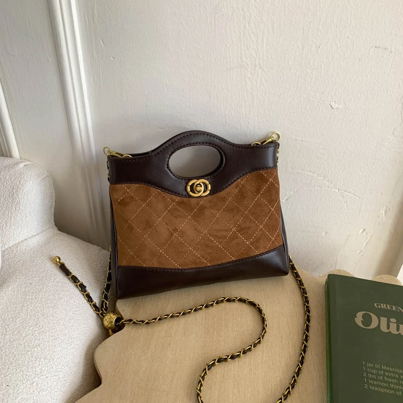 菱格绣线小包包女2025新款时尚撞色百搭链条斜挎包超火手提小拎包