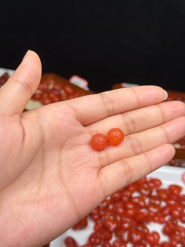 精工回纹珠，顶珠、腰珠、背云搭配，一对装尺寸10mm