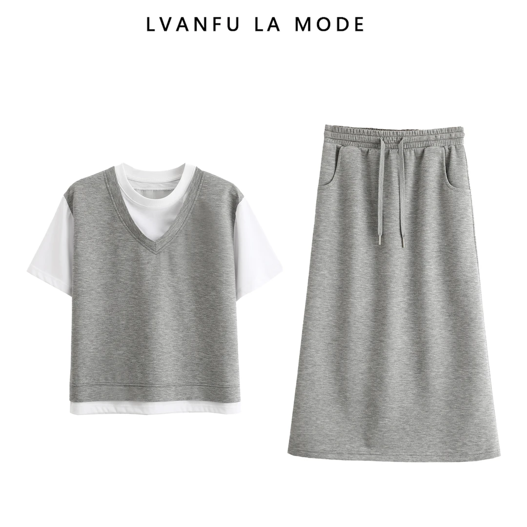 层次感穿搭！轻薄叠穿假两件撞色休闲套装JY337A/CX