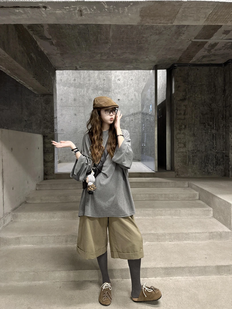 早秋时尚新款韩系清冷系禅意衣服女显瘦慵懒风上衣休闲百搭裤子