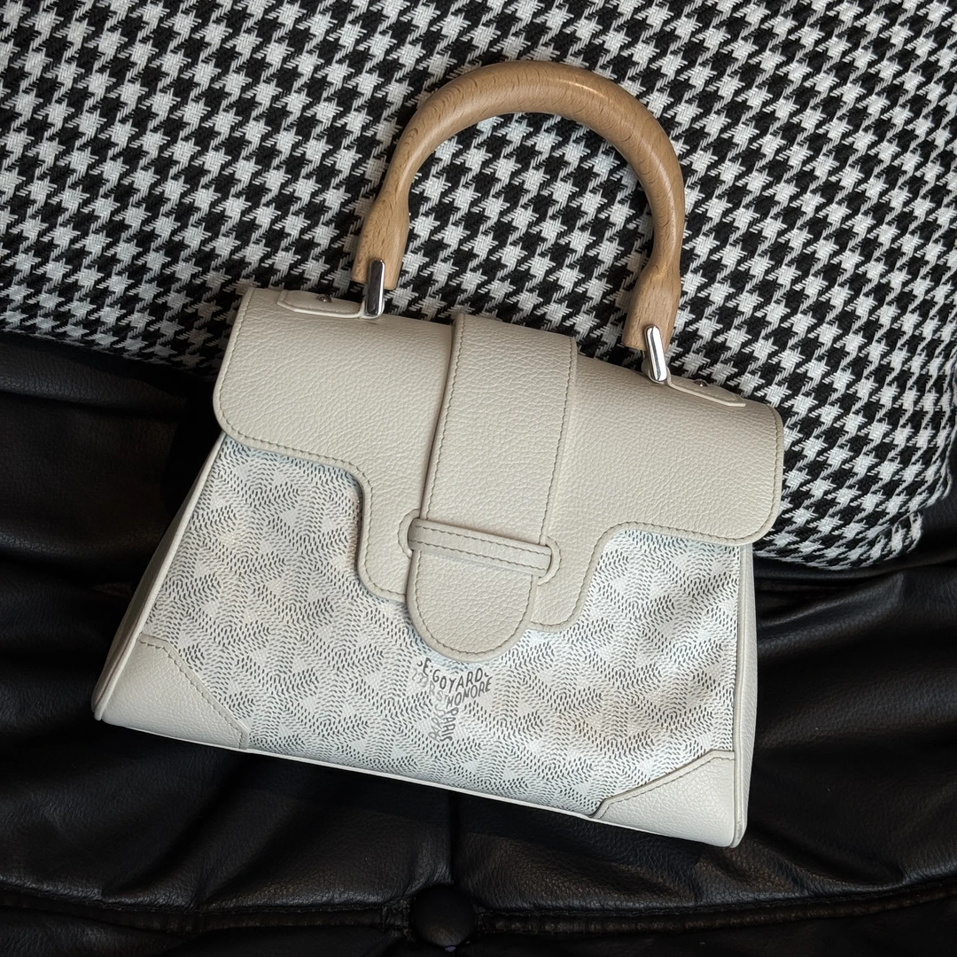 99新 Goyard 奢品阁/戈雅Saigon白色 木手柄