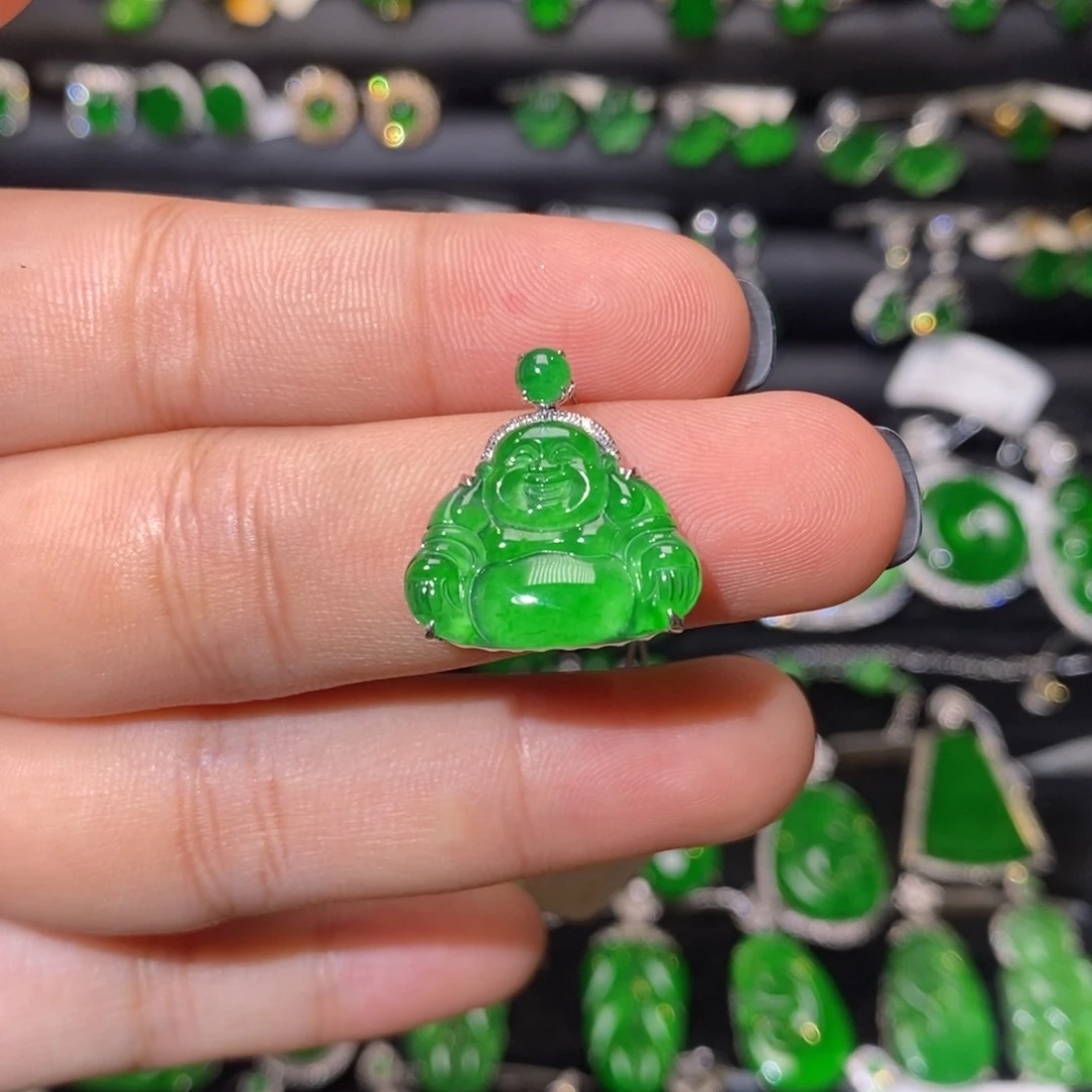 翡翠18K金镶嵌颈饰天然翡翠