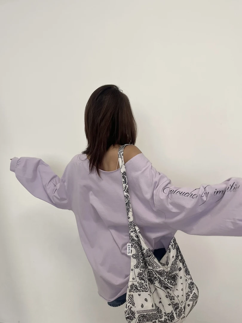 2025东大门夏季新款福福大版紫色袖口字母系类宽松显瘦T恤