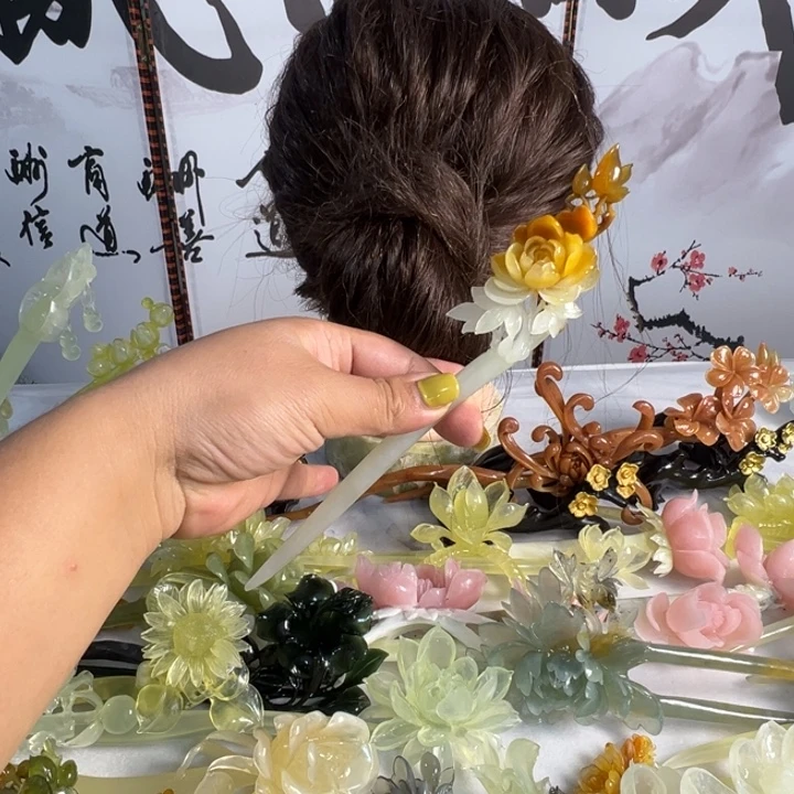 壹***格定制蛇纹石玉毛货发饰